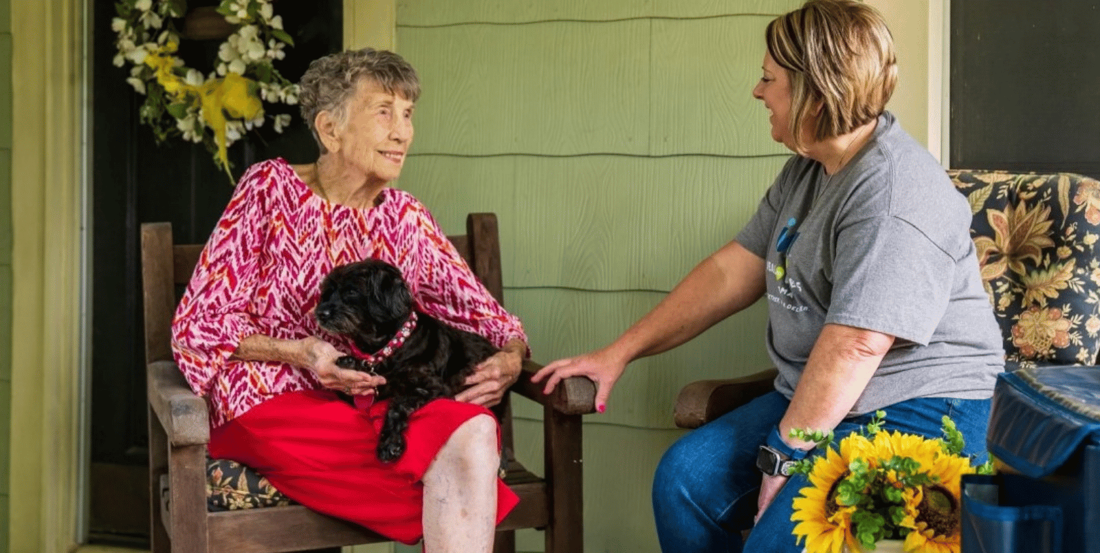 image of two ladies talking