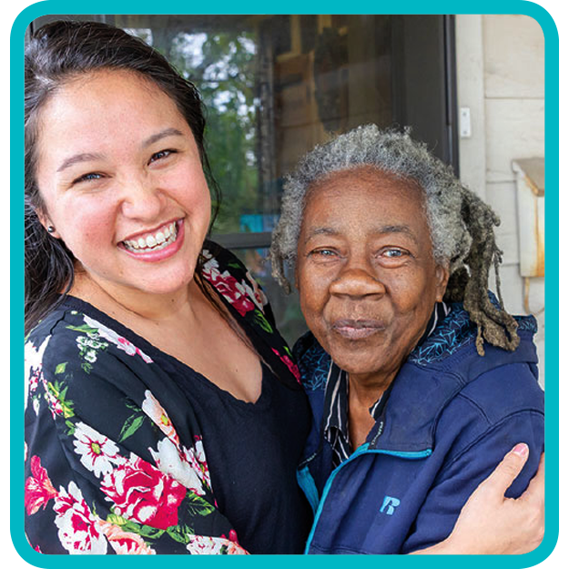 young volunteer with an elderly lady