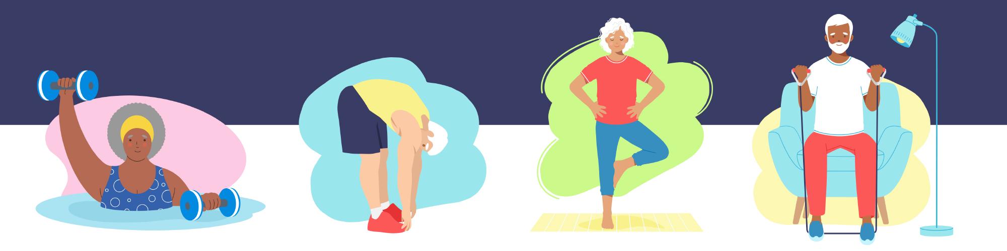 illustration of seniors exercising