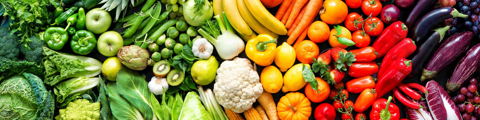 a rainbow of different fruits and vegetables