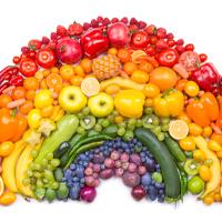 a rainbow of different fruits and vegetables