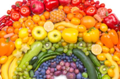 a rainbow of different fruits and vegetables